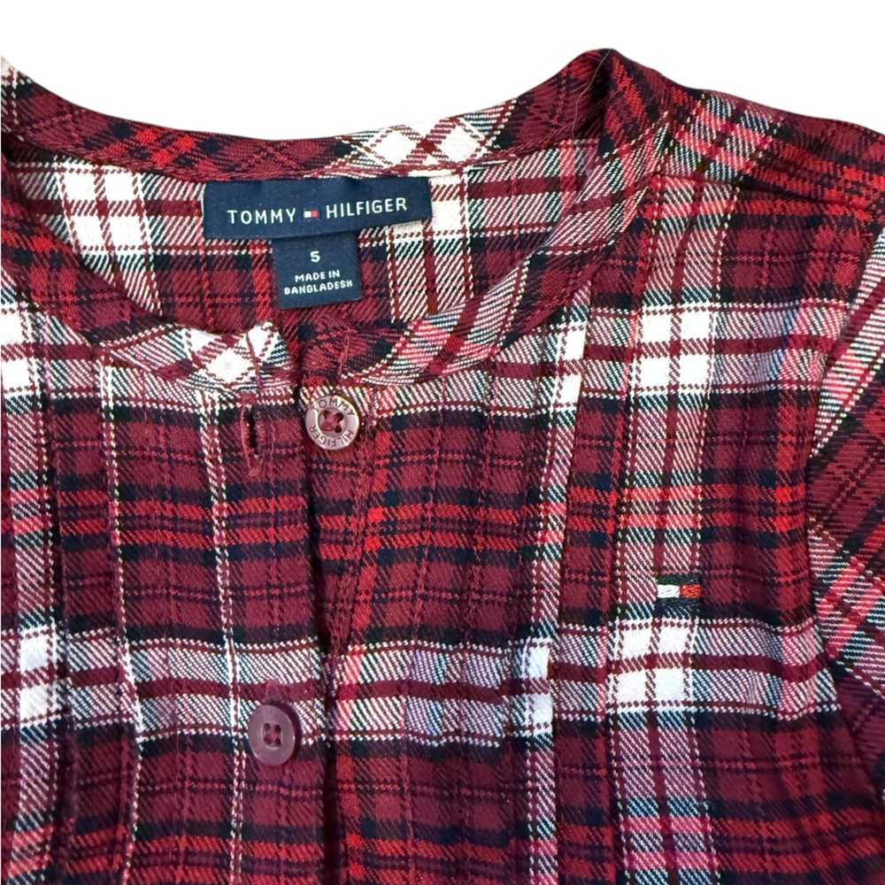 Tommy Hilfiger Red Long-Sleeve Dress Girls size 5 - Picture 3 of 4